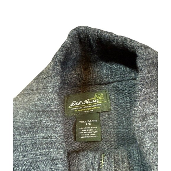 Y2K Eddie Bauer Mens Size Large Tall 1/4 Zip Pullover Aztec Geometric Sweater LT - Picture 2 of 6